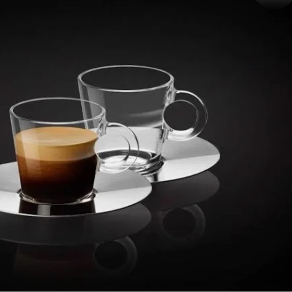 NESPRESSO View 4-pcs Glass Espresso Cups and Stainless Steel Saucers Set#0801257